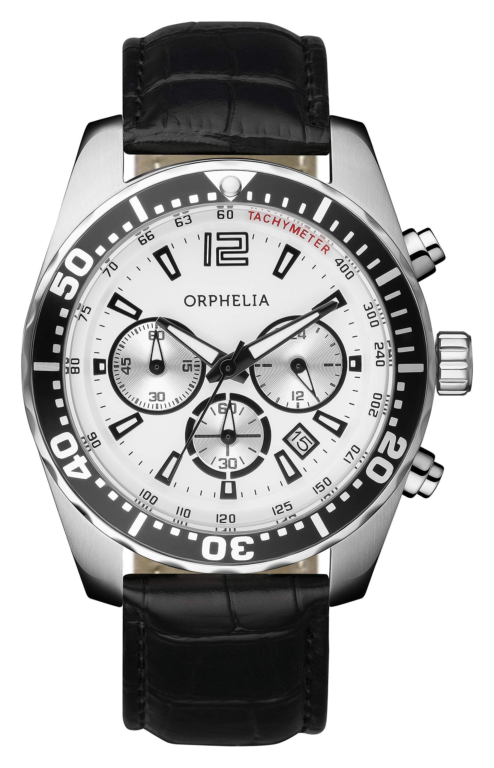Orphelia 153-6900-14 - Horloge - Leer - Zwart - 44 mm
