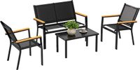 Outsunny Tuin Sofa Set-Staal, Textileen-110L x 63,5B x 84H cm-Zwart