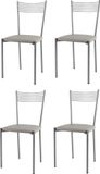 t m c s Tommychairs Elegance - Eetkamerstoelen - Set van 4 - Aluminium & Licht Grijs - Kunstleer