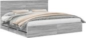 vidaXL Bettgestell, Sonoma Grau, 200 x 200 cm, aus Konstruktionsholz