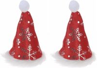 Merkloos / Sans marque Kerstmutsjes 2x stuks mini kerstmutsjes met sneeuwvlokken op clip