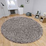 Hanse Home Shaq Hoogpolig tapijt, rond, rond woonkamertapijt, hoogpolig, modern patroon, wollig, zacht, voor woonkamer, slaapkamer, tienerkamer, crèmegrijs/zwart, 120 cm