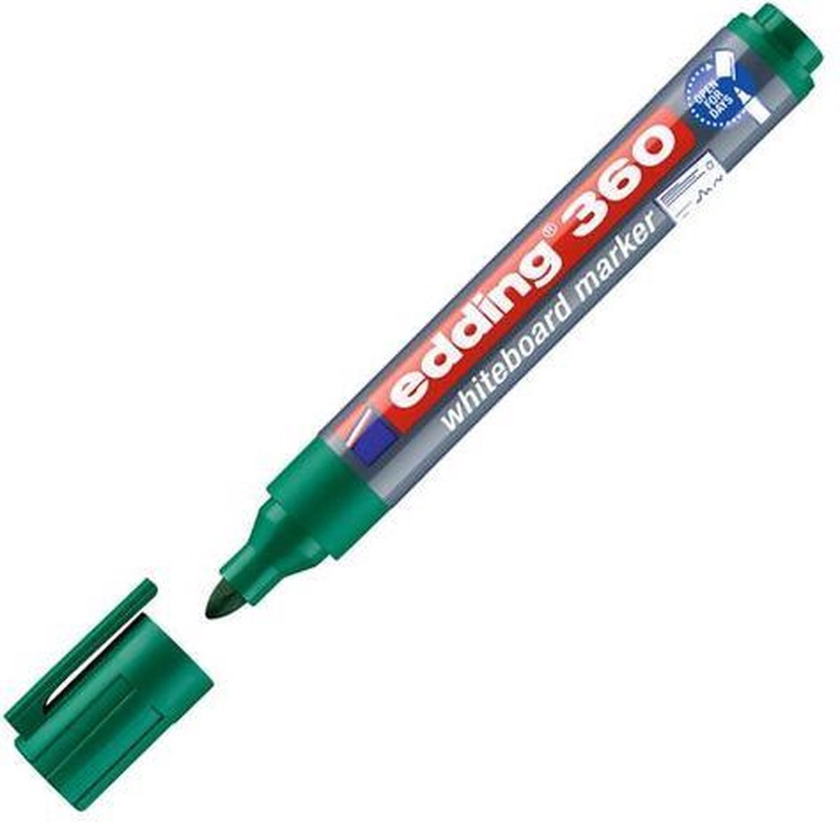 Edding 360 whiteboardmarker - groen - 10 whiteboardstiften - ronde punt 1,5 - 3 mm - boardmarker uitwisbaar - voor whiteboard, flipchart, magneetbord, prikbord, memobord - sketchnotes - navulbaar