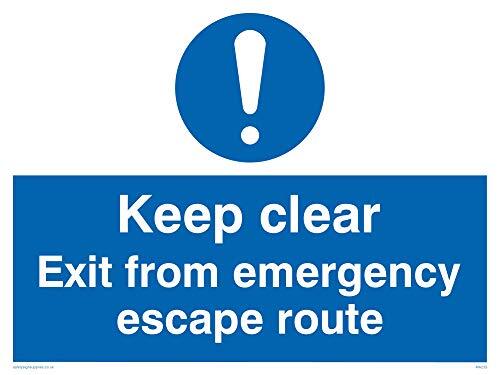 Viking Signs Viking Signs MA233-A3L-3D "Keep Clear Exit From Emergency Escape Route" Sign, 3 mm dubbelzijdig stijf PVC, 300 mm H x 400 mm W