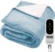 Auronic Elektrische Deken - 200 x 180 cm - 2 Persoons Warmtedeken - 9 Warmte en Timerstanden - Verwarmingsdeken - Sherpa Fleece - Lichtblauw