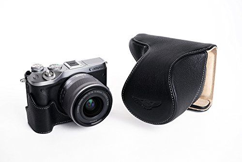 TP Original TP Echte lederen Full Camera Case Hoes voor CANON EOS M6 18-55 15-45 Lens Zwart