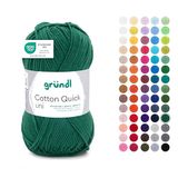 Gründl Wol Cotton Quick uni - dunne wol voor haken - breigaren - haakgaren - glanzend en huidvriendelijk - 100% katoen - 1 kluwen 50 g / 125 m - naalddikte 3-4 - dennengroen