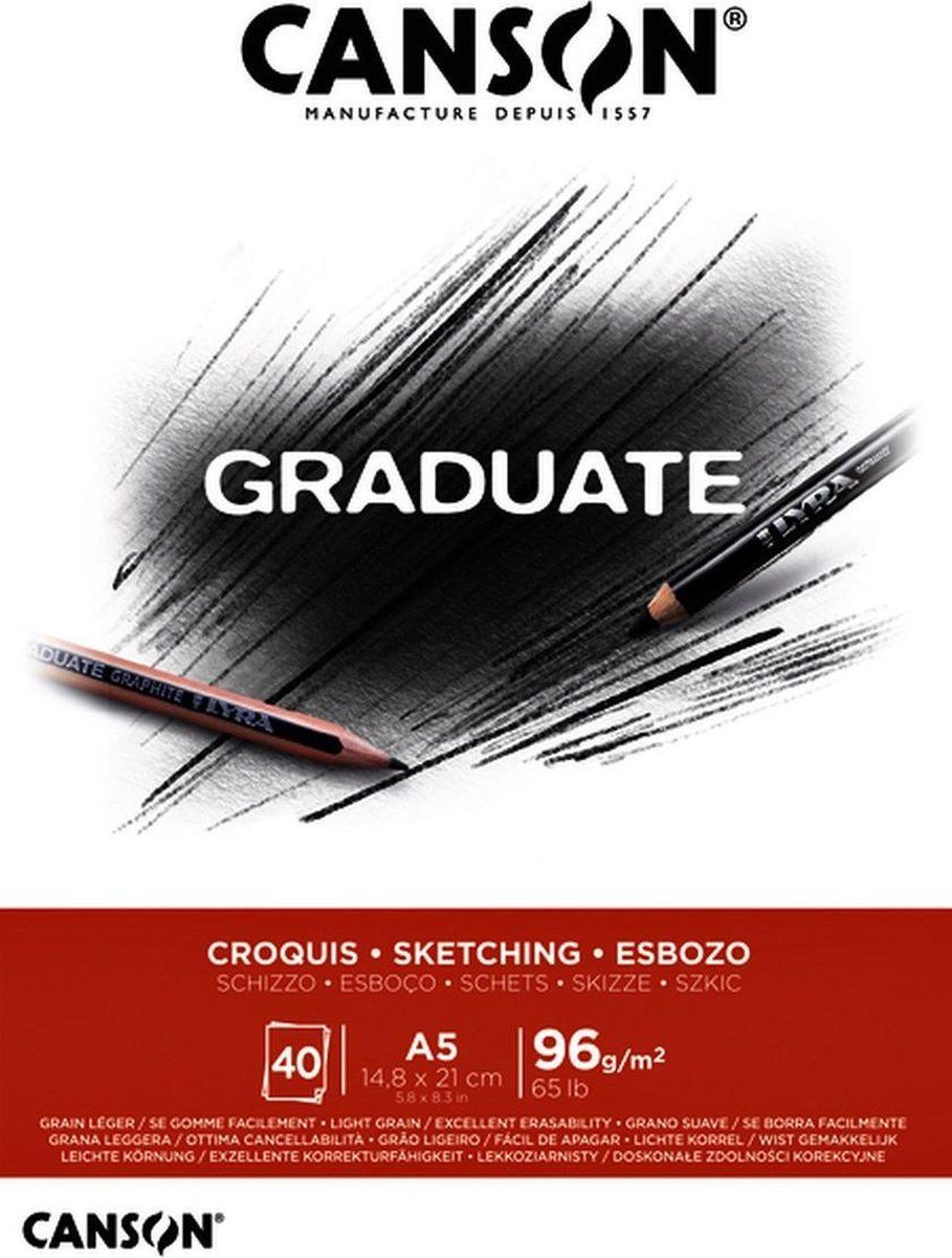 Canson Graduate Croquis A5 Schetsboek - 40 Vel - Wit