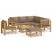 vidaXL Loungeset - 8-delig - Bamboe - Taupe - Met Kussens