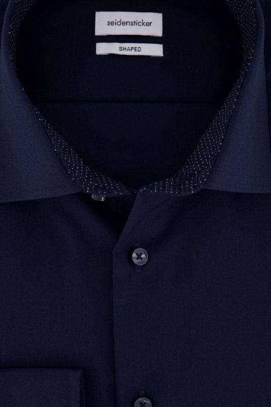 Seidensticker Overhemd donkerblauw non iron - Maat 37 - S - Mannen