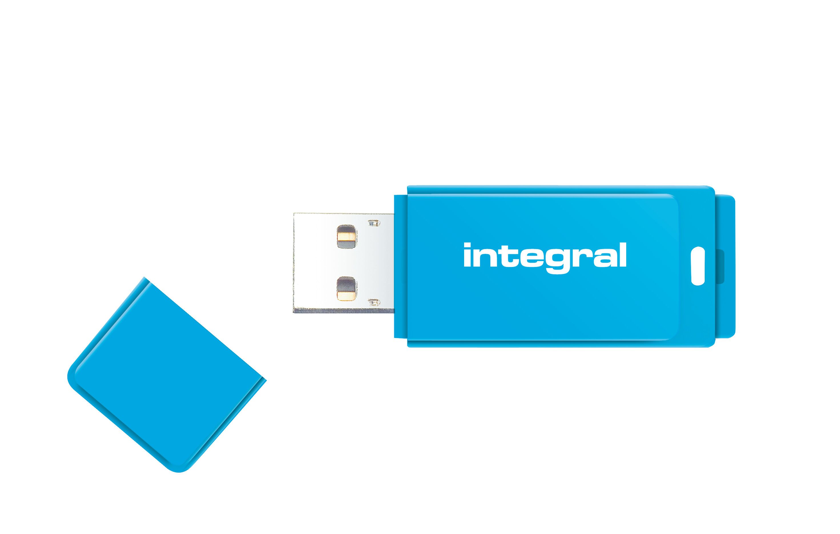 Integral 32GB USB 2.0 Flash Drive - Neon Blue