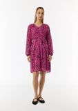 comma casual identity comma Kleid Vrouwen 38 Roze Polyester A-lijn Lange mouw V-hals Paisley
