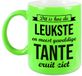 Shoppartners Bv Voici à quoi ressemble la tante la plus mignonne et la plus géniale cadeau mug / tasse - vert néon - 330 ml - anniversaire / remerciement
