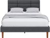 HOMCOM Bedframe - Linnenlook stof, eucalyptushout - 207 x 141 x 86 cm - Grijs