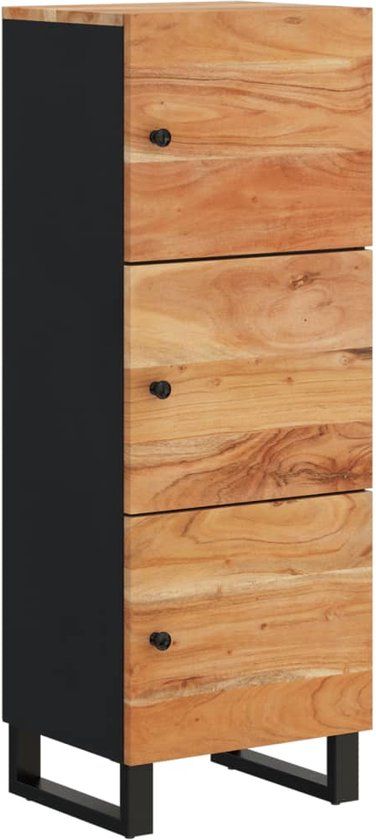 vidaXL Hoge kast met 3 deuren 40x33x110 cm massief acaciahout en ijzer