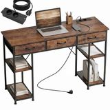 HOMCOM Bureau met planken - Spaanplaat - 120x40x76cm - Rustiek bruin