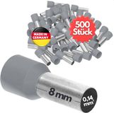 Kalitec 500 stuks AE01408GR adereindhulzen geïsoleerd 0,14 mm² 8 mm lang grijs