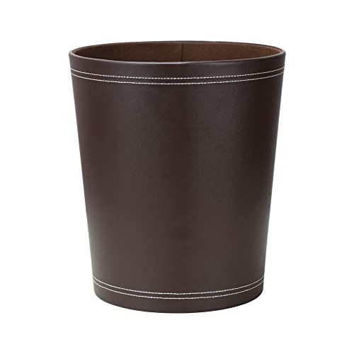 KINGFOM™ Klassieke lederen prullenbak voor kantoor/badkamer/keuken/slaapkamer (bruin)