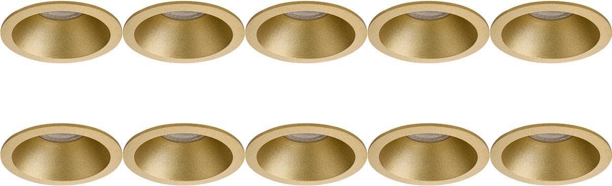 Qualu Spot Armatuur 10 Pack - Proma Pollon Pro - GU10 - Inbouw Rond - Mat Goud - Aluminium - Ø82mm