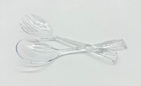 Kimmel Set van 2 saladebestek, serveerlepel, saladevork, slalepel, kunststof, transparant