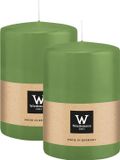 Wiedemann bougie cylindrique/bougie pilier grande - 2x - vert clair - 15 x 10 cm - 113 heures de combustion