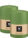 Wiedemann bougie cylindrique/bougie pilier grande - 2x - vert clair - 15 x 10 cm - 113 heures de combustion