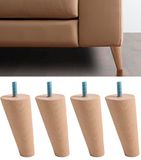 IPEA Poten voor meubels en banken 12 cm hoog van hout [compatibel met IKEA meubels] - Made in Italy - gekanteld met kegelvorm - schroef M8 - set met 4 poten voor kasten, fauteuils en bed - lichte kleur