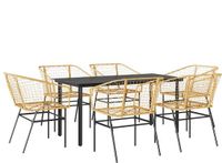 vidaXL 7-delige Tuinset Poly Rattan Bruin