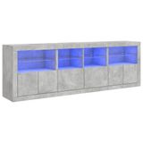 VidaXL Dressoir met LED-verlichting, betongrijs, 202 x 37 x 67 cm