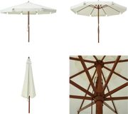 vidaXL Parasol met houten paal 330 cm zandwit