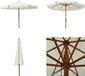 vidaXL Parasol met houten paal 330 cm zandwit