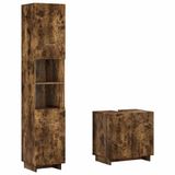 vidaXL Badkamerkast - set - 2 - st - Gerookt - eiken - Bewerkt - hout