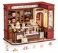 Merkloos Honing Miniatuurhuisje bouwpakket poppenhuis - Dessertwinkel - LED-verlichting - Houten bouwset voor volwassenen