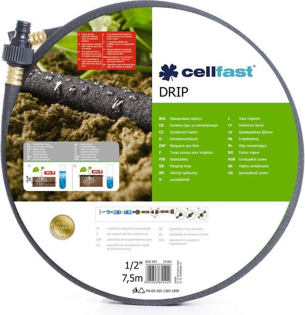 CELLFAST DRIP tuinslang, zwart, 1/2\" 7,5m