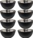 Svenska Living - 8x Kommetjes/schaaltjes - Mat Zwart - RVS - D13 x 7 cm