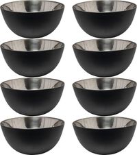 Svenska Living - 8x Kommetjes/schaaltjes - Mat Zwart - RVS - D13 x 7 cm