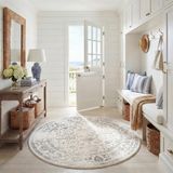 Safavieh Adirondack Collection ADR109C Oosters tapijt voor eetkamer, entree, woonkamer, slaapkamer, 91 cm, rond, ivoorkleurig/zilverkleurig