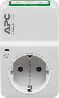 APC PM1WU2-GR - Tussenstekker met overspanningsbeveiliging - 1 stopcontact + 2x USB