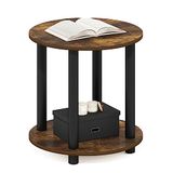 Furinno Turn-N-Tube 2-laags ronde houten bijzettafel, Amber Pine