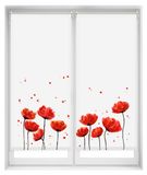 Bol 2 rouleaux imprimé, 60x150 cm, translucide, avec un imprimé floral (coquelicot)