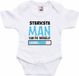 Bellatio Decorations baby rompertje - Sterkste Man - wit/blauw - babyshower/kraamvisite cadeau 80