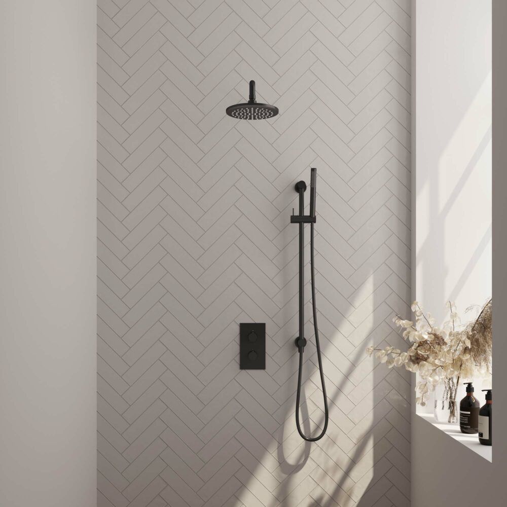 Brauer Black Carving Thermostatische Inbouw Regendoucheset - Zwart Mat