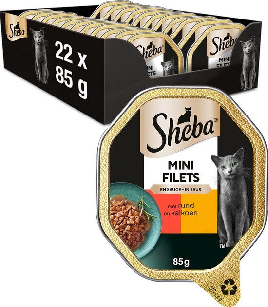 Sheba Mini Filets Rund & Kalkoen in Saus - 22 x 85g