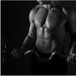 Poster - Muscular Man with Barbell (Black and white) - 80x80 cm