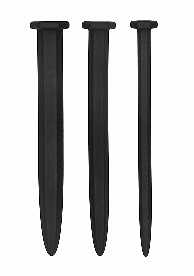 Ouch! Urethral Sounding Silicone Screw Plug Set - Urethral Sounding - Black