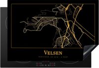 Merkloos KitchenYeah® Inductie beschermer 77x51 cm - Black and gold stadskaarten - Inductie beschermer - Geschikt voor inductie kookplaat