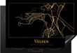 Merkloos KitchenYeah® Inductie beschermer 77x51 cm - Black and gold stadskaarten - Inductie beschermer - Geschikt voor inductie kookplaat