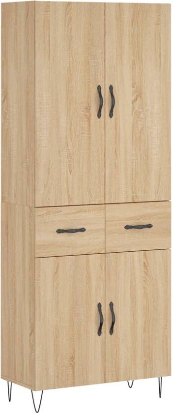 vidaXL Hoge kast 69,5x34x180 cm bewerkt hout sonoma eikenkleurig