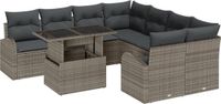 vidaXL Tuinbank Set 9-delig Grijs Poly Rattan