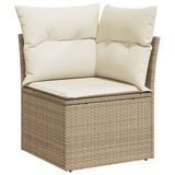 vidaXL 5-delige Loungeset met Kussens, Poly Rattan, Beige